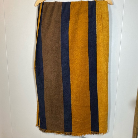 Vintage Yves Saint Laurent Large Bath Towel Striped Fieldcrest 70s Blue Yellow - Picture 13 of 16